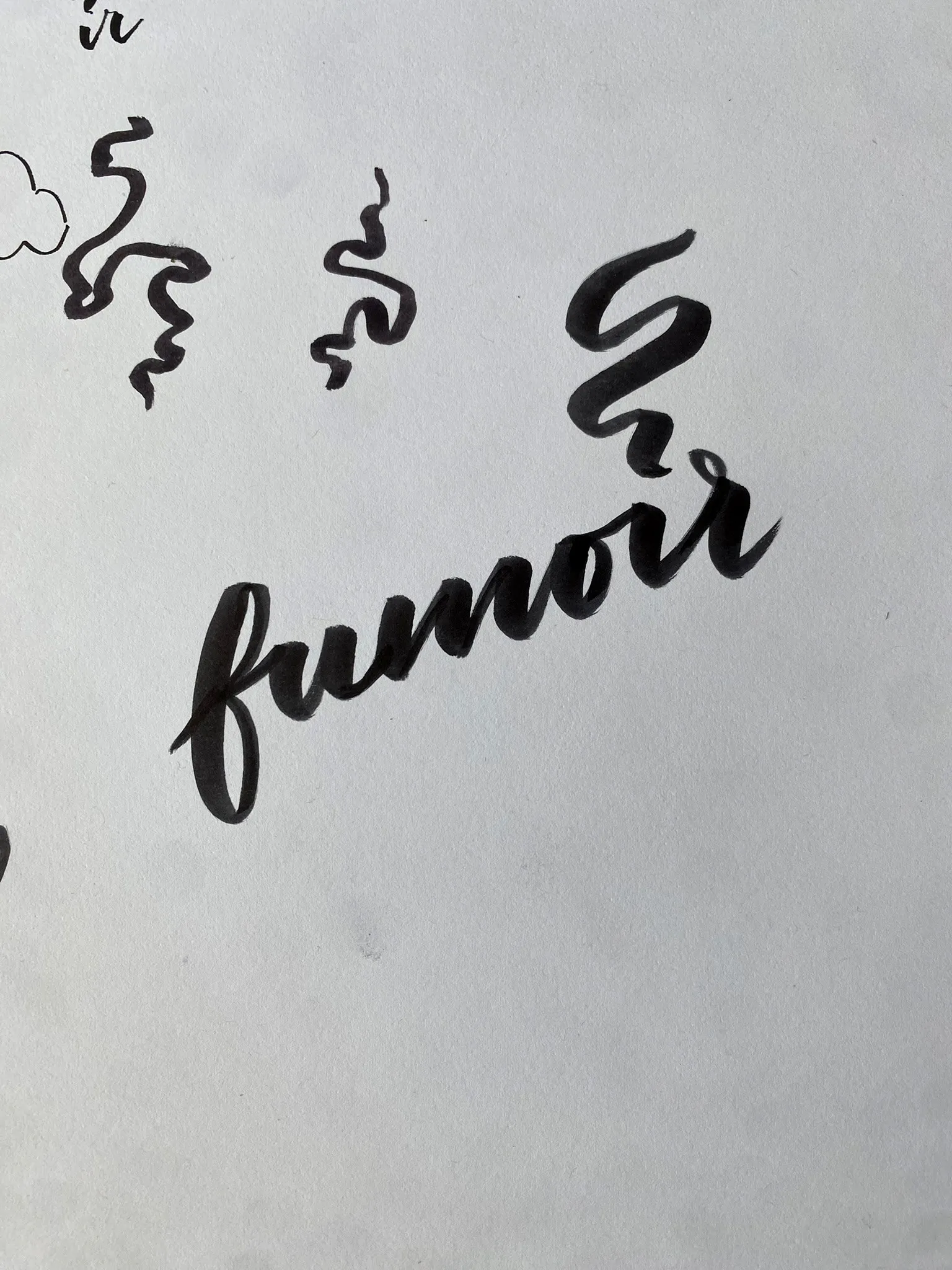 Essai du mot « fumoir » avec plusieurs volutes de fumée