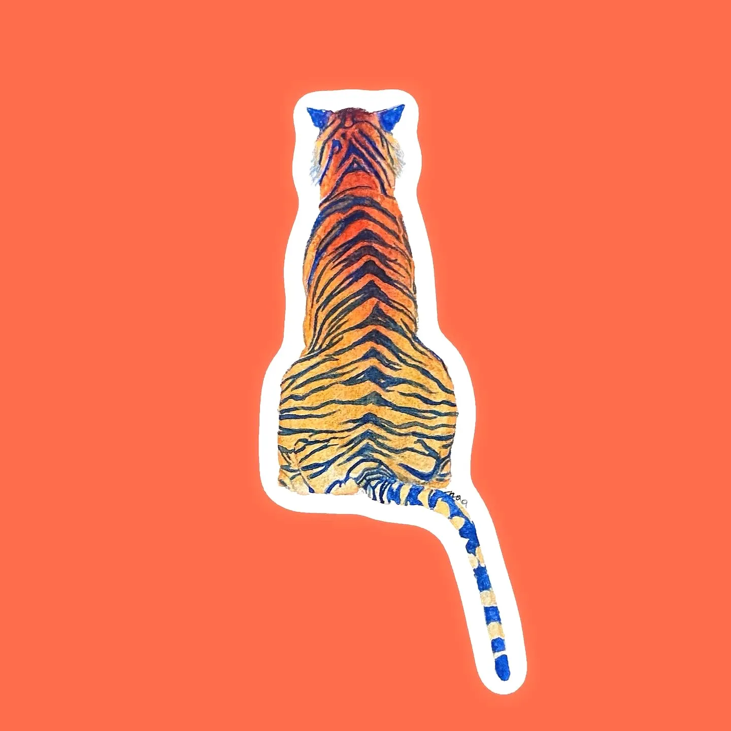 Tigre vu de dos à l'aquarelle