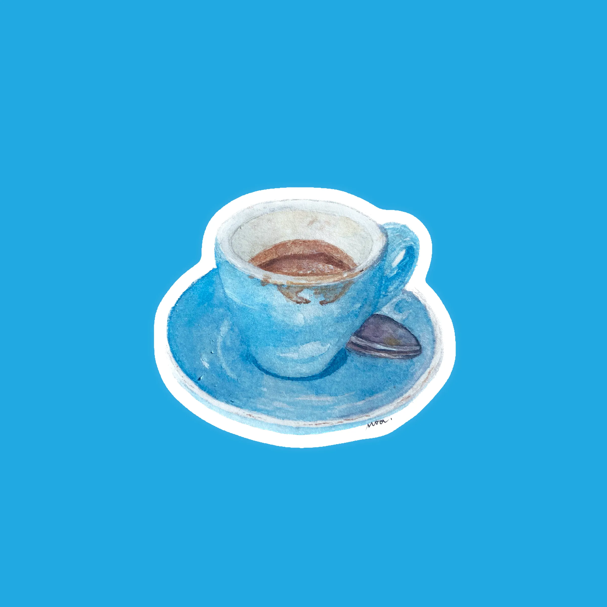 Tasse de café expresso bleue à l'aquarelle
