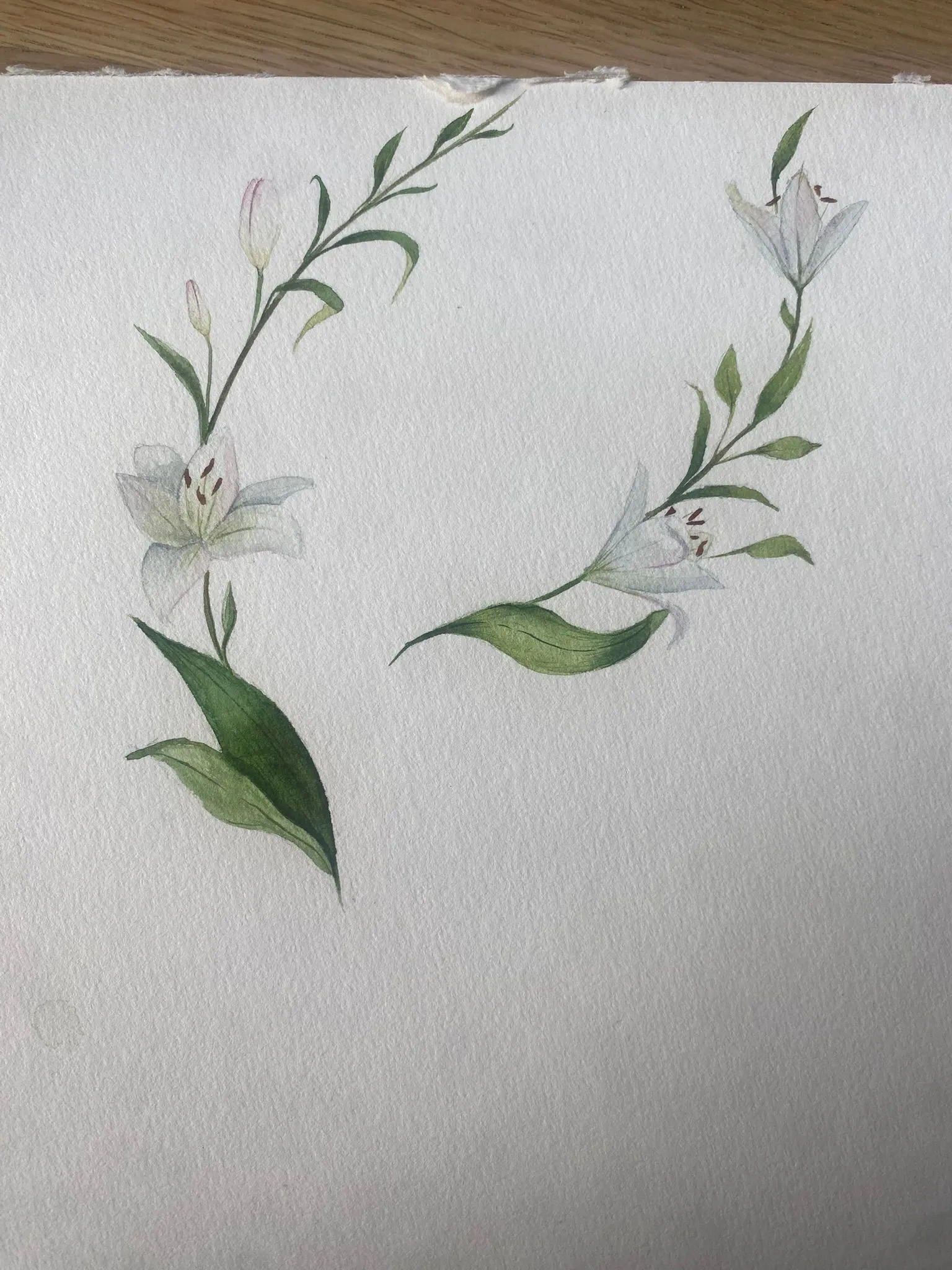 Guirlande de petits ornements de lys blancs pour le dos du faire-part