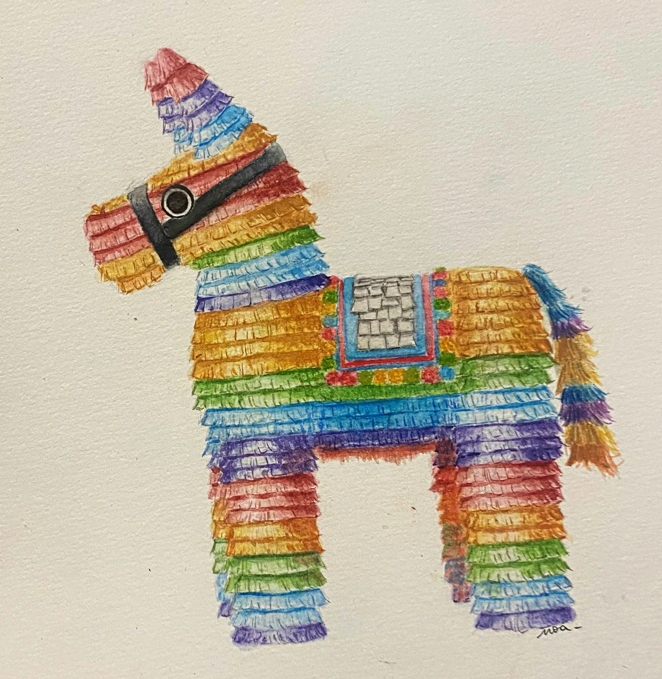 La piñata peinte, sur le papier