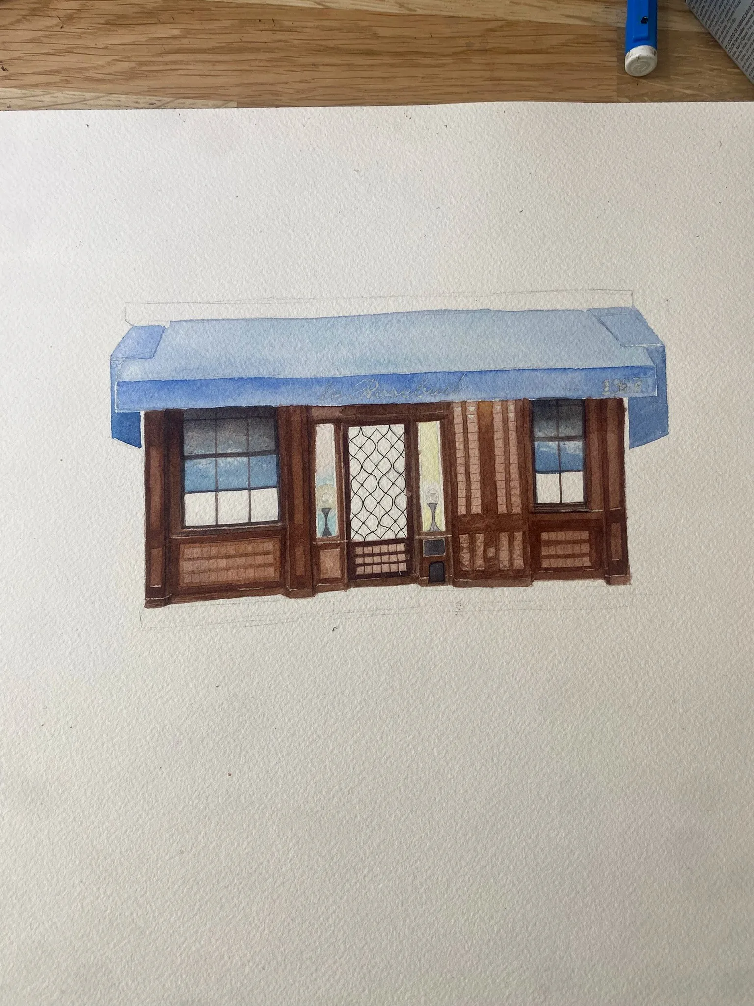 Façade en cours de mise en couleur